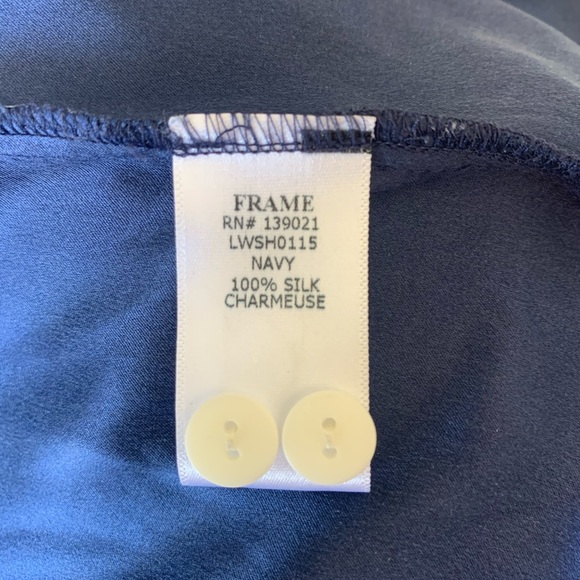 FRAME Collarless Silk Blouse - Picture 4 of 4